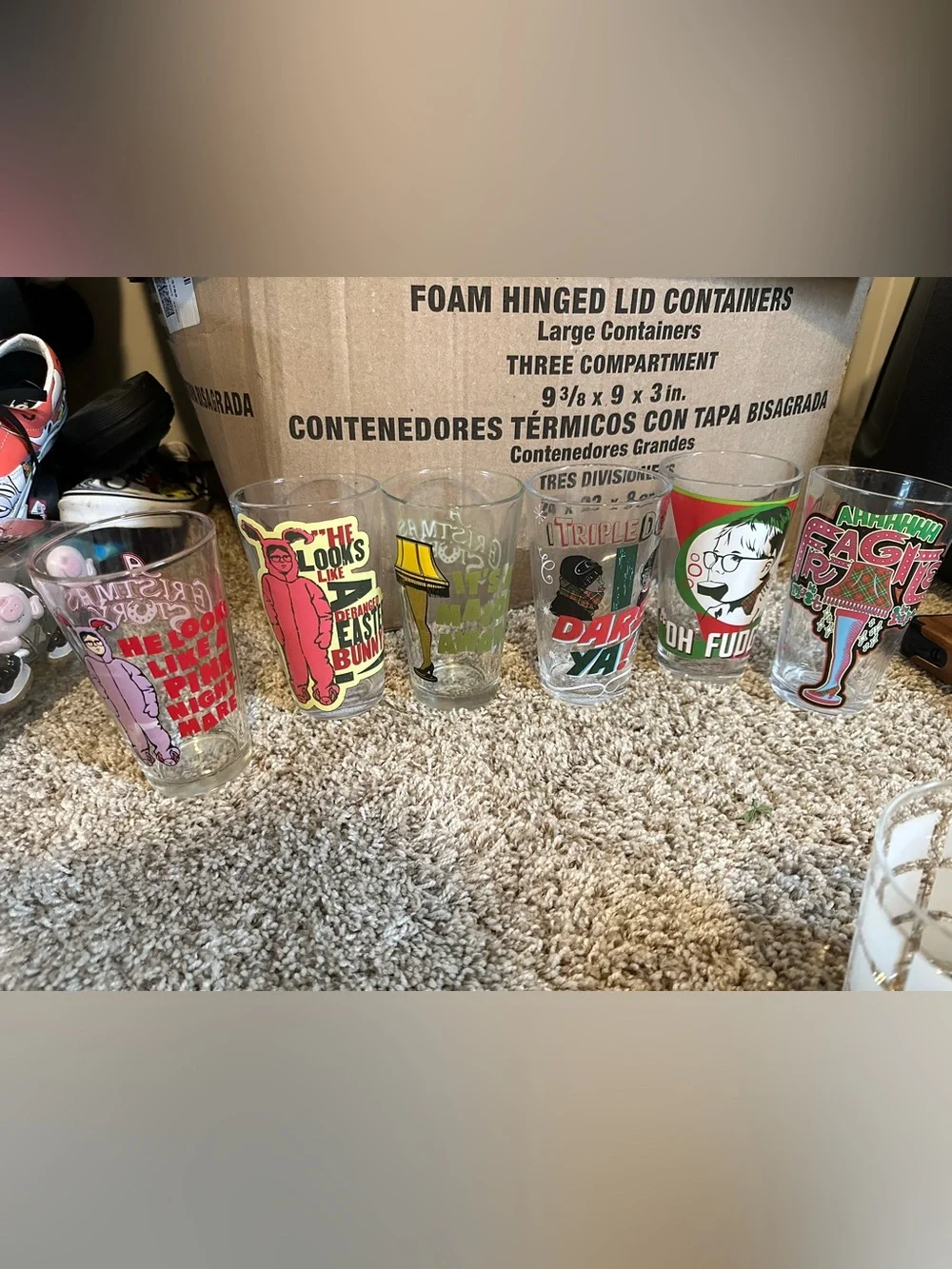 Set of 6 Christmas Story Glass cups